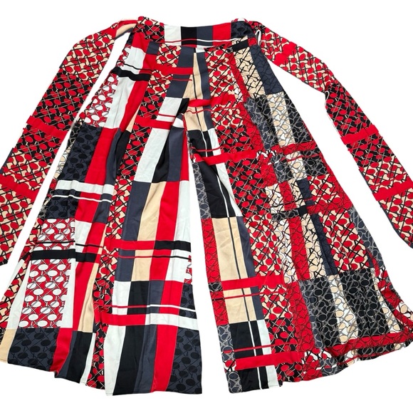 NEW w/TAGS! GRACIA Tie-Waist Wide Leg Palazzo Pants (Multi-red Patchwork) - Sz M - Picture 4 of 9